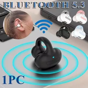 Безболезненное ношение беспроводной гарнитуры с одним ухом, Bluetooth-наушники, Hi-Fi стереозажим для ушей, спортивный наушник с микрофоном чёрный