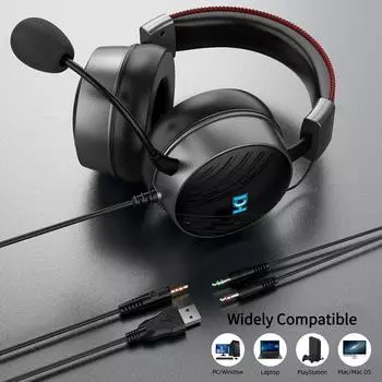 Безболезненное высокое качество звука, стереофонические проводные наушники с сабвуфером, стереокарта, спортивные компьютерные игровые гарнитуры