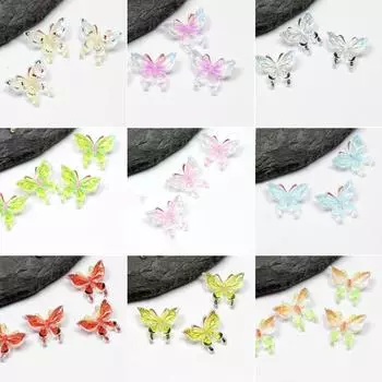 Безделушки без отверстий, аксессуары из смолы, крылья, бабочка, фантом, цветные материалы, узорчатые накладки для ногтей своими руками, 11 мм, 3D, 50 шт., бусины ручной работы, изготовление ювелирных изделий