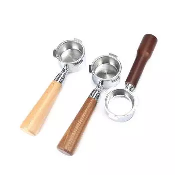 Бездонный портафильтр для кофе диаметром 51 мм с корзиной для фильтра и сменной деревянной ручкой для Delonghi Type 2