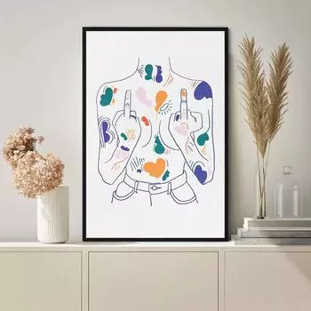 Безголовая женщина феминистский постер цветная печать прямой средний палец холст картина современное настенное искусство гостиная домашний декор 21x30cm No Framed