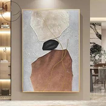 Бежевая белая картина ваби-саби текстура настенное искусство нейтральная белая абстрактная ручная живопись на холсте настенный декор для гостиной без рамки 21*30cm No Frame