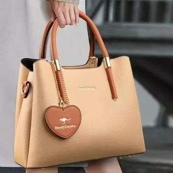 Бежевая женская сумка с цветными блоками, увеличивающая вместимость, женская сумка через плечо, модная женская сумка через плечо с подвеской Love