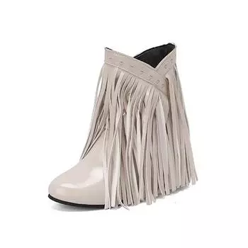 Бежево-коричневые женские сапоги до середины икры, средний каблук, большой размер 48 34 бежевый