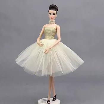 Бежевое балетное платье для куклы Барби, одежда, вечерние платья, платья, одежда для кукол Барби, аксессуары для кукол 1/6 бежевый