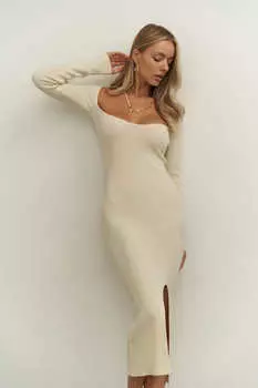 Бежевое трикотажное платье Mai Davinna