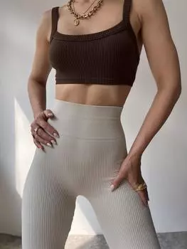 Бежевые бесшовные вельветовые колготки Mai