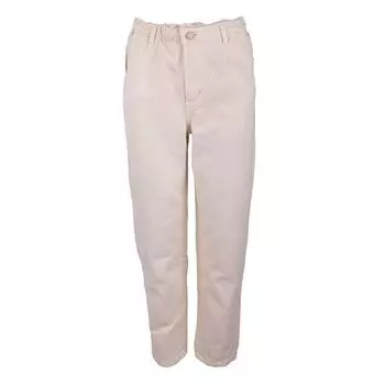 Бежевые брюки из парусины с резинкой на талии Женский DEELUXE 74 34 белый