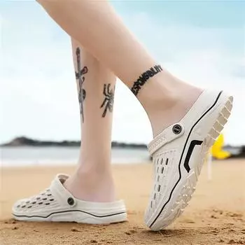 Бежевые фирменные шлепанцы без спинки, тапочки, сандалии для мальчиков, мужские фирменные кроссовки, спортивная обувь, прямые поставки, модельные прогулки 39