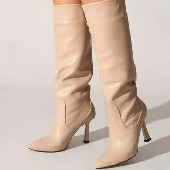 Бежевые кожаные женские ботинки