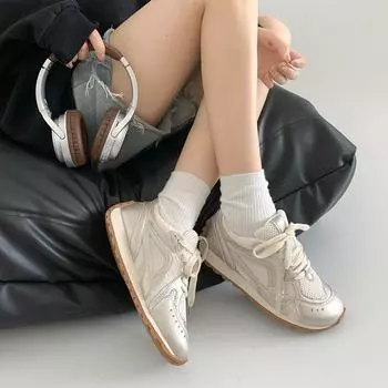 Бежевые ретро универсальные туфли Dexun на плоской подошве женские новые летние легкие спортивные туфли Forrest Gump на мягкой подошве 2025 года 35 белый