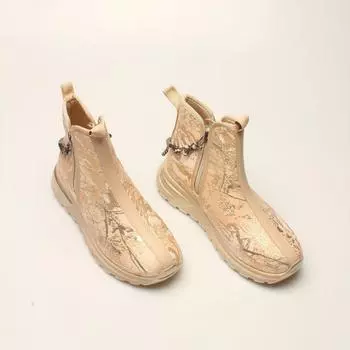 Бежевые женские ботинки и ботильоны с рисунком