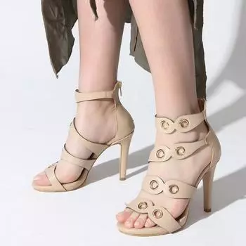 Бежевые женские классические туфли на каблуке