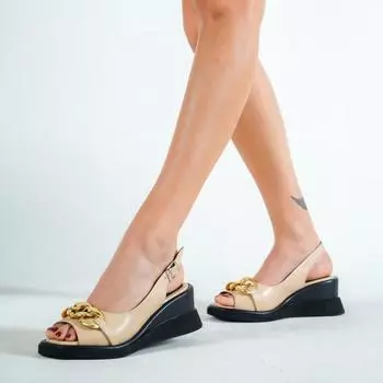 Бежевые женские кожаные сандалии из натуральной кожи