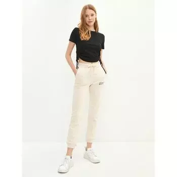 Бежевые женские спортивные штаны LCW CASUAL с эластичной резинкой на талии и буквенным принтом