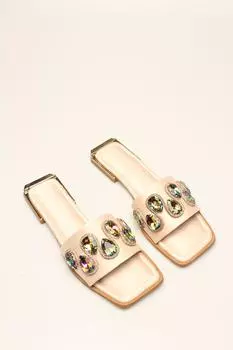 Бежевые женские тапочки из атласного камня