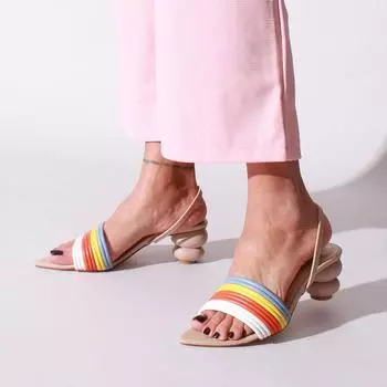 Бежевые женские туфли на каблуке Вечерние туфли