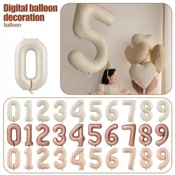 Бежевый 40 дюймов цифра 1, большие самонадувающиеся фольгированные шары с цифрами 0-9 для мальчиков и девочек, шары для украшения вечеринки по случаю дня рождения One Size
