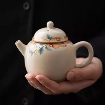 Бежевый керамический чайник Ru Kiln, маленький домашний чайник, подшипник, сухая станция для заваривания, поднос для хранения воды, аксессуары для чая Kung Fu