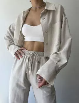 Бежевый льняной комплект Bohemai Ibiza