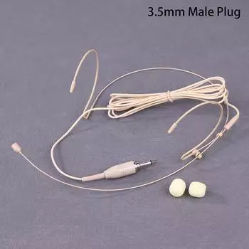 Бежевый микрофон-гарнитура с двойным ушным креплением, головной микрофон 3,5 мм 3-контактный для 4-контактного разъема XLR для всенаправленного микрофона A1