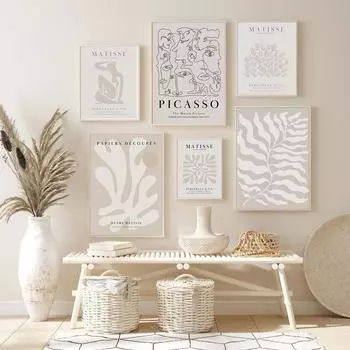 Бежевый постер Матисса, обнаженная девушка Пикассо, абстрактная линия, художественный принт, коралловый лист, холст, картина, настенная картина в стиле бохо, декор для гостиной 21x30cm No Framed