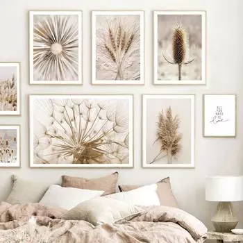 Бежевый природа одуванчик Рид пшеницы трава цитаты плакаты на скандинавскую тему печатает настенную живопись на холсте для гостиной домашний декор 21X30cm No Frame