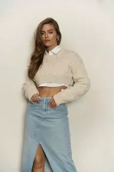 Бежевый укороченный свитер Mohan