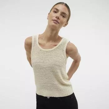 Бежевый вязаный топ без рукавов Женский VERO MODA XS белый