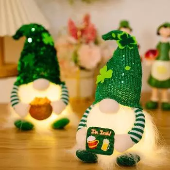 Безликая кукла-гном, милая светящаяся невыцветающая кукла Святого Патрика, праздничные принадлежности A