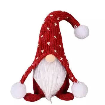 Безликая кукла, вязаная витрина, шляпа, сидящая кукла, принт в виде сердца, гном, кукла, орнамент розовый