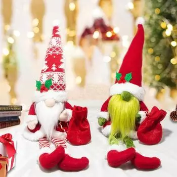 Безликий карлик кукла рождественский плюшевый длинноногий гном украшения плюшевые рождественские куклы гном зелёный
