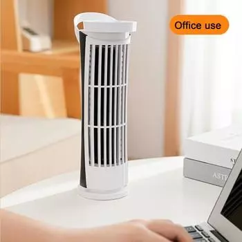 Безлопастной башенный вентилятор с подсветкой USB Plug-Play Низкий уровень шума Мощный воздушный поток 2 скорости Вентилятор охлаждения Портативный небольшой тихий офисный вертикальный электрический вентилятор белый