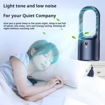 Безлопастной настольный вентилятор с 6 скоростями естественного ветра Сильный поток воздуха Безопасная тихая работа Охлаждающий вентилятор с перезаряжаемым цифровым дисплеем белый