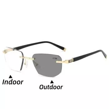 Безободковые ультрасовременные мультифокальные фотохромные очки для чтения, меняющие цвет очки для пресбиопии, блокирующие защитные очки для глаз 1