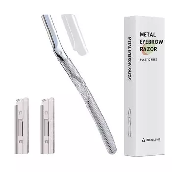 Безопасная бритва для бровей AioBos Eyebrow с микробритвой для чувствительных бровей, в комплекте 2 сменных лезвия, защита, защита кожи, долговечная
