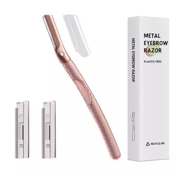 Безопасная бритва для бровей AioBos Eyebrow с микробритвой для чувствительных бровей, в комплекте 2 сменных лезвия, защита, защита кожи, долговечная