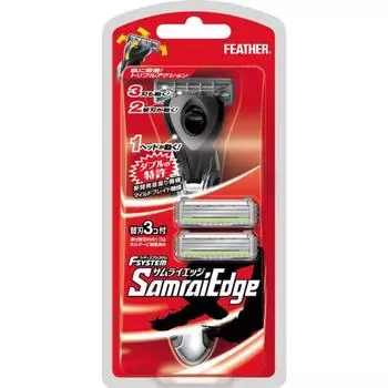 Безопасная бритва Feather [эксклюзивно на .co.jp] Держатель лезвия Feather Samurai с 3 сменными лезвиями