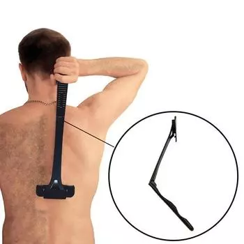 Безопасная длинная ручка, складная бритва для тела, триммер для волос на спине, бритва для ног, спины, эпилятор, инструмент для удаления волос чёрный