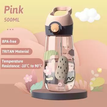 Безопасная для детей и взрослых чашка с трубочкой Тритан Без BPA Герметичный замок Y-образный мундштук Прозрачная маркировка Разборная Легко моющаяся дорожная бутылка