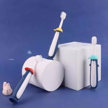 Безопасная милая легкая зубная щетка для малышей со сменной головкой для детской ванной комнаты, принадлежности для здоровья жёлтый