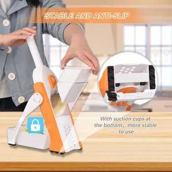 Безопасная овощерезка для кухни, регулируемая овощерезка-мандолина, измельчитель для картофеля, лука серый