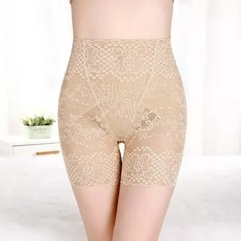 Безопасность для женщин Средняя талия Подтяжка бедер Летнее тонкое основание Плоский угол Нижнее белье Корректирующие трусики для живота L