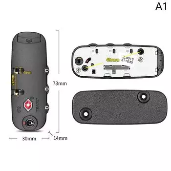 Безопасность Фиксированный замок для шкафа, шкафчика, навесной замок для TSA, 3-значный пароль, дорожная сумка, чемодан, аксессуары для багажа 73*30*14mm