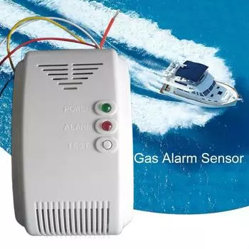 Безопасность кемпинга на автофургоне, пропан-бутановый датчик 12 В, газовая сигнализация, природный двигатель, LPG, звуковая вспышка, светодиодная сигнализация для кемпера, морской датчик C2I0 белый
