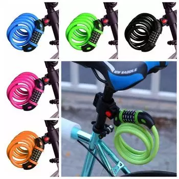 Безопасность Велосипед Пароль Замок Противоугонный 5-значный Велосипедный Тросовый Замок 5-значный Код Велосипедный Замок Кемпинг розовый