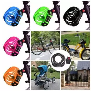 Безопасность велосипеда Пароль Замок стальной проволоки 5 цифр Велосипедный тросовый замок горный шоссейный велосипед розовый