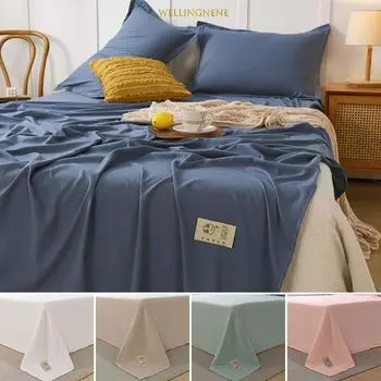 Безопасные для кожи хлопковые простыни на плоской подошве, пылезащитное покрывало, однотонная моющаяся простыня, постельное белье Only 2pcs Pillowcase зелёный