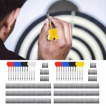 Безопасные дротики 12 шт. 14 г набор дротиков Мягкий пластиковый наконечник Пластиковые стволы Железный никелированный стержень Пластиковый оперение с 100 наконечниками C2