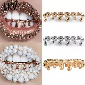 Безопасные грили в стиле хип-хоп в форме капли воды, косплей, простые в использовании ярко-розовый/золотистый